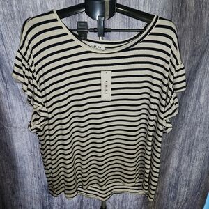 Gilli NWT White Navy Stripe Flutter‎ Sleeve Top Made in USA Size 3X